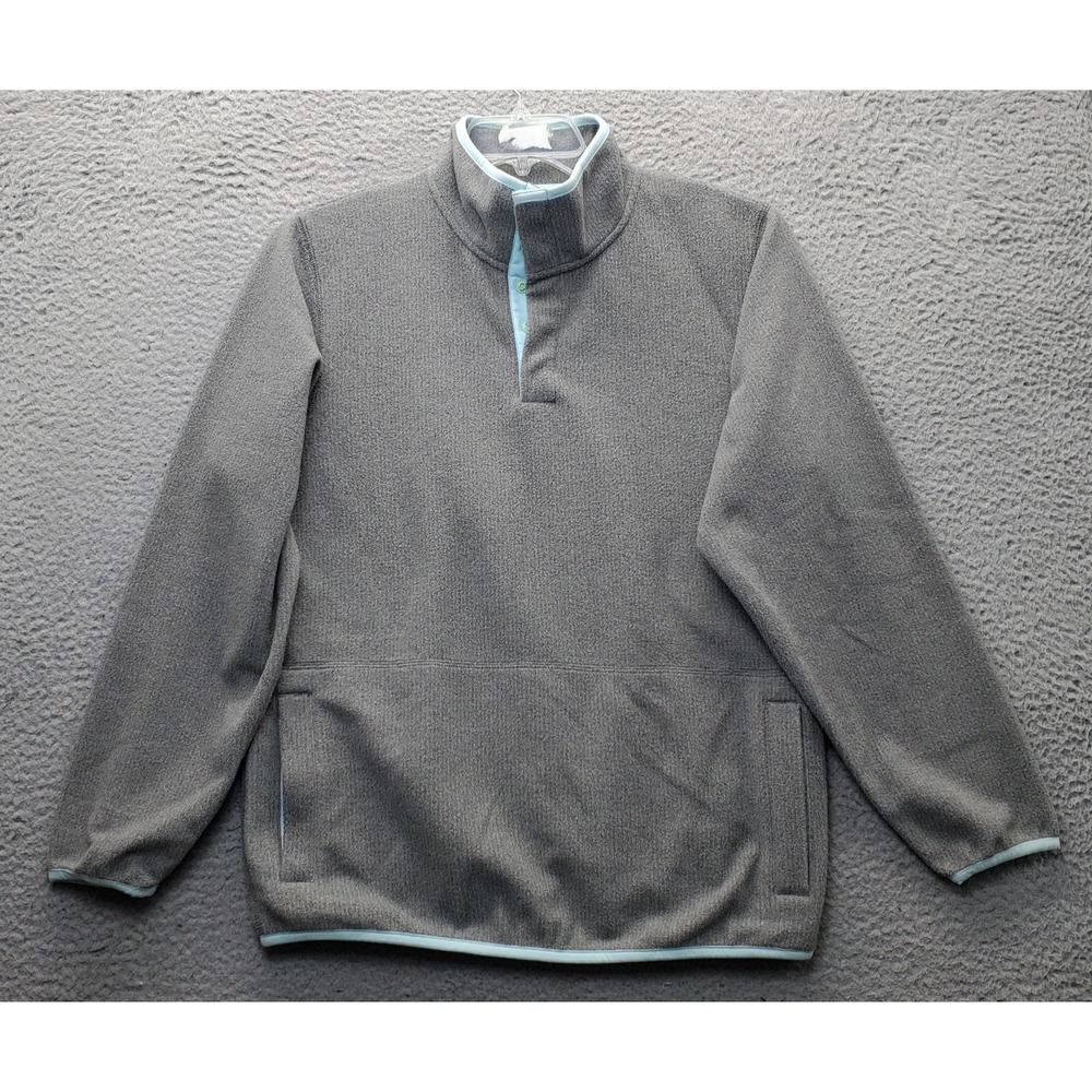 Huk Fishing Quarter Snap Sweater Mens Small Gray Fleece Long Sleeve Pullover EUC